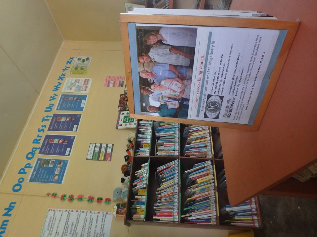 Bakanao Primary School Library - Inside with Donation plaque